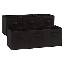 Load image into Gallery viewer, Amazon Basics Collapsible Fabric Storage Cubes Organizer with Handles, Black - Pack of 6