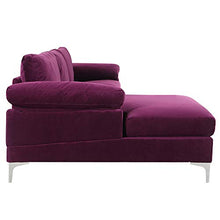 Load image into Gallery viewer, Divano Roma Furniture Modern Large Velvet Fabric Sectional Sofa, L-Shape Couch with Extra Wide Chaise Lounge (Purple)