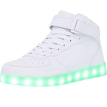 Load image into Gallery viewer, WONZOM High Top LED Light Up Shoes USB Charging Sneakers for Men Women-39(White)
