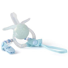 Load image into Gallery viewer, Eco inspired Baby Teething Toys Silicone Baby Rattle Handbell Teether with Pacifier Clip, Massage Gums & Soothes Pain,BPA Free (3 Month+, Blue)
