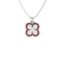Load image into Gallery viewer, Diamondere Natural and Certified Ruby Halo Necklace in 14k White Gold | 0.46 Carat Pendant with Chain