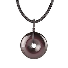 Load image into Gallery viewer, MATT HANN Rainbow Eye Obsidian Safty Circel Pendant Original Handmade Grouding Stone Protection (Black Obsidian Large)