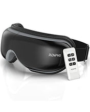 Load image into Gallery viewer, RENPHO Eye Massager with Heat and Vibration, Compression Bluetooth Music, Remote Control, Temple Eye Massage Mask Rechargeable for Relax Eye Strain, Dark Circles Eye Bag Dry Eyes Improve Sleep-Black