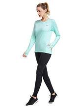 Load image into Gallery viewer, BALEAF Women's Thermal Fleece Tops Long Sleeve Running Athletic t-Shirt with Thumbholes Zipper Pocket Aqua Size XS
