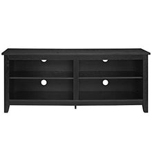 Load image into Gallery viewer, WE Furniture Minimal Farmhouse Wood Universal Stand for TV's up to 64" Flat Screen Living Room Storage Shelves Entertainment Center, 58 Inch, Black