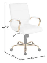 Load image into Gallery viewer, Flash Furniture Mid-Back White LeatherSoft Executive Swivel Office Chair with Gold Frame and Arms