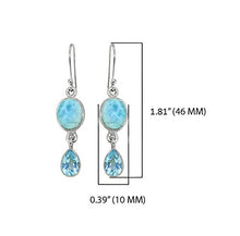 Load image into Gallery viewer, YoTreasure Larimar & Blue Topaz 925 Sterling Silver Teardrop Dangle Earrings Birthstone Jewelry