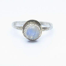 Load image into Gallery viewer, 925 Sterling Silver Real Carved Moonstone Gem Hammered Finish Ring Size 10 1/4 Women Bracelets Ankle Sterling Jewelry Making Charms Rings Halloween Christmas