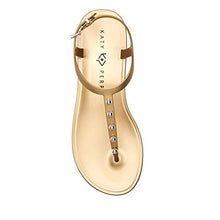 Load image into Gallery viewer, Katy Perry Women's The Geli-T Strap Flat Sandal, Pearl/New Gold, 8