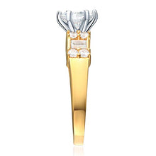 Load image into Gallery viewer, 14k REAL Yellow Gold SOLID Wedding Engagement Ring and Wedding Band 2 Piece Set - Size 7