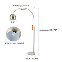 Load image into Gallery viewer, CO-Z Modern Arc Floor Lamp with 360° Rotatable Hanging Shade, Adjustable Nickel Standing Reading Light with Marble Base, Contemporary Arch Metal Pole Task Lamp for Living Room Couch Sofa, 73 Inch