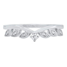 Load image into Gallery viewer, Dazzlingrock Collection 0.10 Carat (ctw) Round White Diamond Ladies Chevron Crown Leaf Wedding Band 1/10 CT, 14K White Gold, Size 7