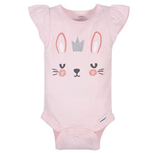 Load image into Gallery viewer, GERBER Baby Girls 4-Pack Short Sleeve Onesies Bodysuits, Pink Bunnies, 0-3 Months