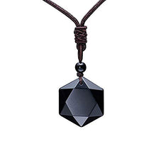 Load image into Gallery viewer, Black Obsidian Hexagram Natural Stone Pendant Necklace and Hematite Bracelet Hematite Metal Magnetic Therapy Bracelets