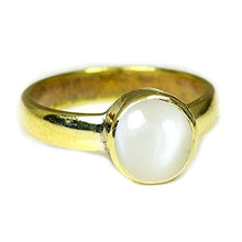 Load image into Gallery viewer, SURYAGEMS Genuine 18K Gold Plated Moonstone Ring for Chakra Healing Round Cabochon Stone Jewelry US 4-13