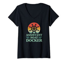 Load image into Gallery viewer, Womens Assistant Boat Docker Steering Ship Wheel Funny Captain V-Neck T-Shirt