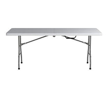Load image into Gallery viewer, Office Star Resin Rectangle Center-Folding Portable Table for Picnics, Camping, and Tailgating, 6 Feet, Grey