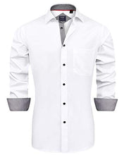 Load image into Gallery viewer, J.Ver Men's Casual Long Sleeve Stretch Dress Shirt Wrinkle-Free Regular Fit Button Down Shirts