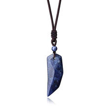 Load image into Gallery viewer, COAI Wolf Tooth Amulet Sodalite Pendant Necklace Adjustable Cord