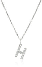 Load image into Gallery viewer, Amazon Collection Platinum Plated Sterling Silver Infinite Elements Cubic Zirconia Initial "H" Pendant Necklace, 18"