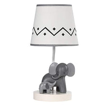 Load image into Gallery viewer, Lambs & Ivy Me & Mama White/Gray Elephant Nursery Lamp with Shade & Bulb
