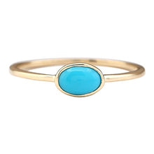 Load image into Gallery viewer, 1 Carat Natural Blue Turquoise 14K Yellow Gold Solitaire Promise Ring for Women Exclusively Handcrafted in USA