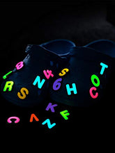 Load image into Gallery viewer, 108 Pieces Glowing Letters Numbers Shoe Charms Glow in The Dark Shoe Charm Different Clog Charm Decorations Fits for Shoe