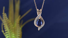 Load image into Gallery viewer, Dazzlingrock Collection Pear 9X6 MM Lab Created Blue Sapphire & Round Natural White Diamond Ladies Teardrop Pendant,14K Rose Gold