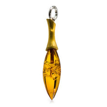 Load image into Gallery viewer, Honey Amber Gold Plated Sterling Silver French Collection Drop Pendant