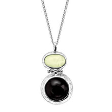 Load image into Gallery viewer, Silpada 'on the Double' Natural Prehnite & Obsidian Pendant Necklace in Sterling Silver
