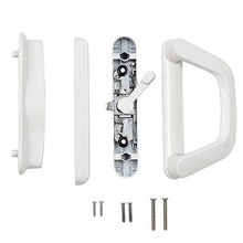 Load image into Gallery viewer, Sliding Glass Door Handle Replacement Set, Patio Mortise Lock 45° Fits 4-15/16” Screw Hole Spacing, White Diecast Non-keyed Reversible Design