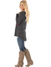 Load image into Gallery viewer, Hount Womens Round Neck Long Sleeve Shirts Elbow Patchwork Tunic Tops with Button (Deep Grey, XL)
