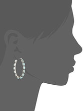 Load image into Gallery viewer, Lucky Brand Silver-Tone and Faux Turquoise Hoop Earrings