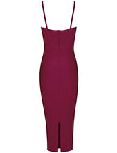 Load image into Gallery viewer, UONBOX Women's Strappy Sleeveless Bottom Slitted Plain Party Bodycon Bandage Dress Wine S