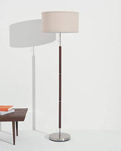 Load image into Gallery viewer, Brightech Carter - Floor Lamp for Mid Century Modern Living Rooms - Contemporary Office & Bedroom Standing Light - Tall Pole, Drum Shade Lamp with Walnut Wood Finish