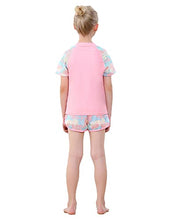 Load image into Gallery viewer, KID1234 Girls Swimsuit Two Piece Rashguard Swimwear Girls Bathing Suit UPF 50+ Beach Wear for Girls 13-14 Years Pink