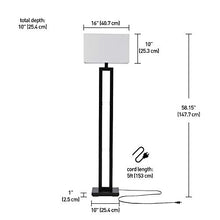 Load image into Gallery viewer, Globe Electric 67046 D'Alessio 58" Floor Lamp, Matte Black, White Linen Shade, On/Off Socket Rotary Switch