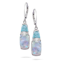 Load image into Gallery viewer, Stauer Larimar & Moonstone Earrings – Genuine Gemstone Dangle Earrings for Women – .925 Sterling Silver Earrings for Women w/Lever Back – Rare Larimar Jewelry – Luxurious 10 Carat Earring Set