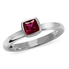Load image into Gallery viewer, Silvershake Cushion Cut Created Ruby 925 Sterling Silver Stack Stackable Solitaire Ring Size 4.5