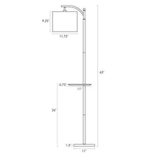 Load image into Gallery viewer, Kira Home York 63" Minimalist Tray LED Floor Lamp (7W LED, Energy Efficient/Eco-Friendly) + Honey Beige Shade - Modern Standing Arc Light with Hanging Lamp Shade, Black Finish