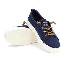 Load image into Gallery viewer, Women Canvas Fashion Sneaker Slip On Shoes with Arch Support Insole Boat Shoes Casual Platform Boots No Lace Needed/Washable/Anti Slip 7.5 Navy Blue