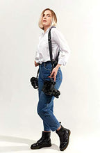 Load image into Gallery viewer, Camera Strap Accessories for Two-Cameras – Dual Shoulder Leather Harness – Multi Camera Gear for DSLR/SLR Black ProInStyle strap by Coiro