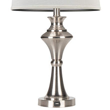 Load image into Gallery viewer, Oneach Modern USB Table Lamps Set of 2 for Living Room Bedroom Brushed Nickel Bedside Nightstand Lamps with Fabric Lampshade