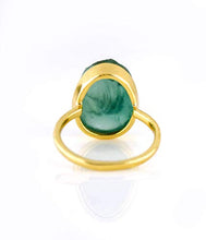 Load image into Gallery viewer, Rough Green Tourmaline Ring, Bezel Set Ring, Vermeil Gold or Sterling Silver