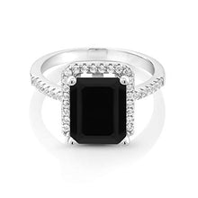 Load image into Gallery viewer, Gem Stone King 925 Sterling Silver Black Onyx Women's Ring (3.49 Cttw 10X8MM Emerald Cut) (Size 6)