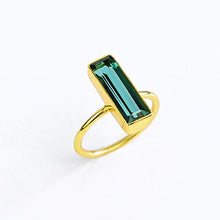Load image into Gallery viewer, Green Tourmaline Gemstone Bar Ring, Geometric October Birthstone Ring, Adira Ring Series