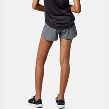 Load image into Gallery viewer, Under Armour Girls' Play Up Solid Workout Gym Shorts , Pitch Gray Light Heather (012)/Metallic Silver , Youth Medium