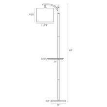 Load image into Gallery viewer, Kira Home York 63" Minimalist Tray LED Floor Lamp (7W LED, Energy Efficient/Eco-Friendly) + Honey Beige Shade - Modern Standing Arc Light with Hanging Lamp Shade, Black Finish