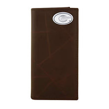Load image into Gallery viewer, NCAA Georgia Bulldogs Brown Wrinkle Leather Roper Concho Wallet, One Size