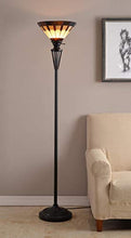 Load image into Gallery viewer, Kenroy Home 32718BRZ Harmond 1 Light Art Glass Torchiere, Bronze Finish